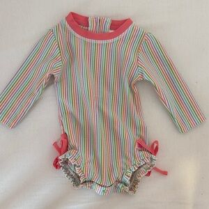 Ruffle Butts Multicolor Striped Baby Swimsuit 3-6month
